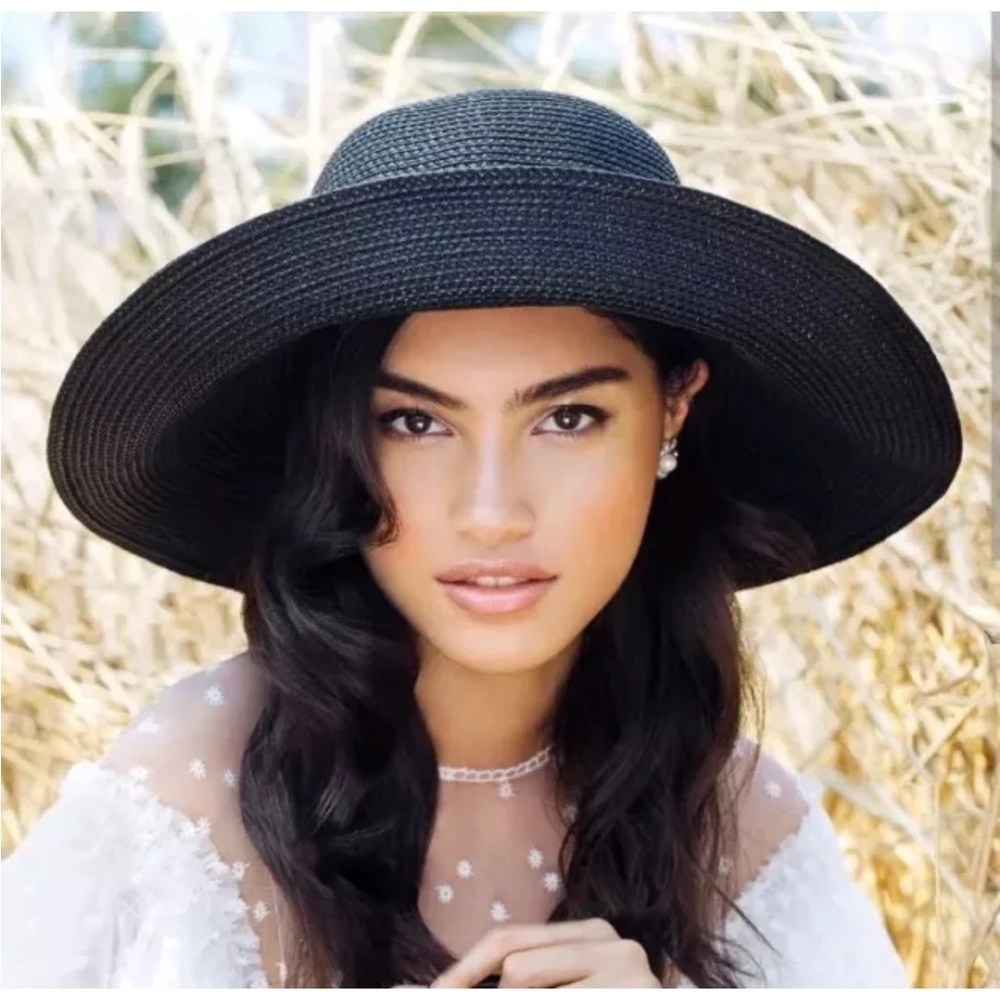 Eric Javits Hampton Squishee Wide Brim Sun Hat Packable 50+ UPF Woven Beach